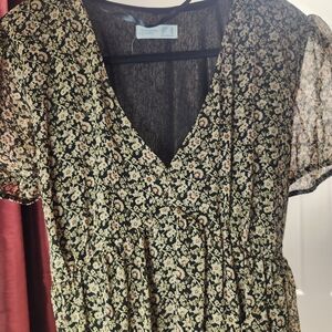 Primark Floral Short Sleeve V Neck Dress